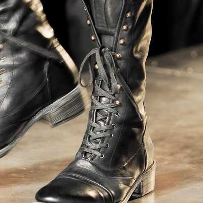 Handmade black full ankle boot till knees cap toe lace up boot for men's dress boot - Thumbnail 1
