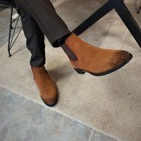 Classic Brown Suede Looks Ankle High Handmade Suede Boot - Thumbnail 1