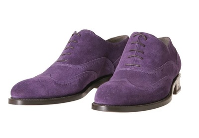 Oxford Suede Purple Wing Tip Brogue Toe Genuine Leather Handmade Lace Up Men's Shoes