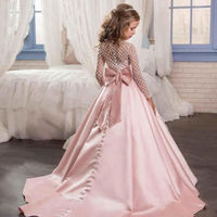 Long Sleeve New Cute Wedding Girl Dress Flower Girl Dress Foraml Occasion Kids Clothing Princess Dress,690 - Thumbnail 1