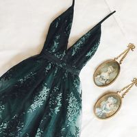 Dark Green Lace Homecoming Dresses,V neck A line Graduation Dresses,697 - Thumbnail 1