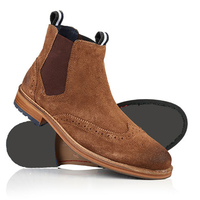 Handmade Brown Brogue Suede Leather Ankle Boots, Leather Sole Boot - Thumbnail 1