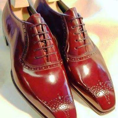 Mens elegant maroon leather handmade shoes, men’s brogue lace up shoes