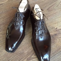 Dark Brown Comfortable Hand Stitch Cheap Price Plain Toe Lace Up Shoes For Gentlemen - Thumbnail 1