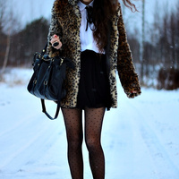 Faux Fur Leopard Coat - Thumbnail 1