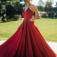 SP1361,Beautiful A Line Spaghetti Straps Red Long Prom/Evening Dress - Thumbnail 1