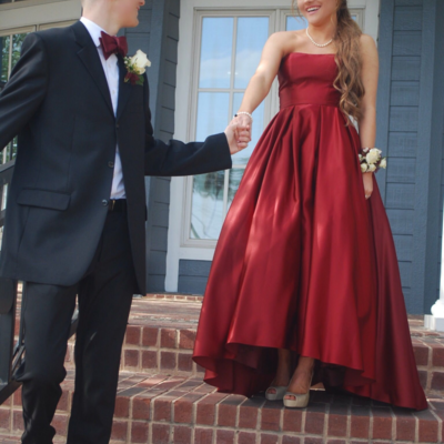 Sp1363,high low strapless red long prom dresses formal evening dresses - Thumbnail 4