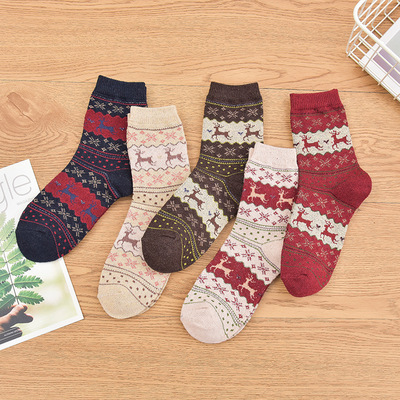  5-Pack Elk Socks Christmas Women's Crew Socks