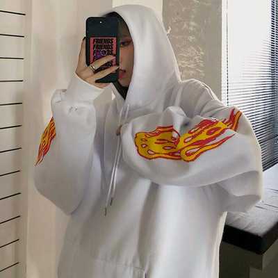 Fire Flame Print Hoodie Sweatshirt