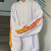 Fire Flame Print Hoodie Sweatshirt - Thumbnail 1