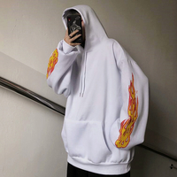 Fire Flame Print Hoodie Sweatshirt - Thumbnail 2