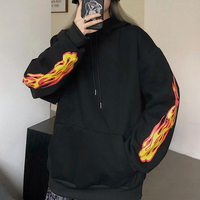 Fire Flame Print Hoodie Sweatshirt - Thumbnail 4