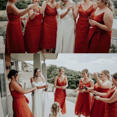 Casual burnt orange bridesmaid dresses - Thumbnail 1