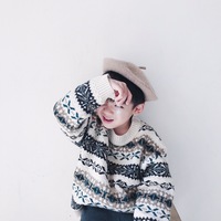 Soft Cotton Kids Christmas Sweater for Christmas Gift Red/Ivory - Thumbnail 2