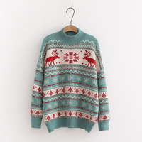 Elk Cotton Christmas Sweater for Christmas Gift. Knit Christmas Sweater - Thumbnail 1