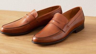 Classic Brown Penny Loafer Hand Stitch Genuine Leather Dress Shoes For Men