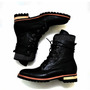 Handmade Mens Black Military Style Boots, Men Black Biker Boots-1