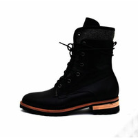 Handmade Mens Black Military Style Boots, Men Black Biker Boots - Thumbnail 2
