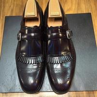 Black Handmade Monk Shoes, Handmade Men's Cap toe Shoes Fringe Monk Shoes - Thumbnail 1