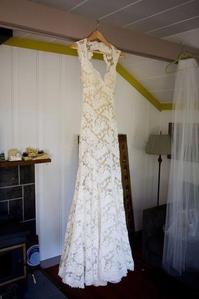 SP1373,Discount Fashion Sexy Mermaid Open Back High Quality French Lace Wedding Dress