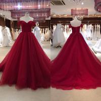 SP1375,Sexy Off Shoulder Sleeves Prom Dress,Burgundy Evening Dress - Thumbnail 1