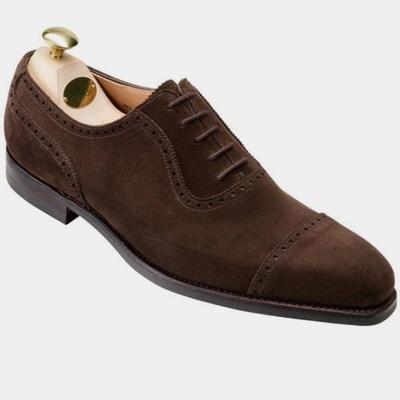 Decent chocolate brown cap toe oxfords lace up office wear men's shoes  - Thumbnail 5