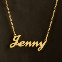 Gold Script Nameplate Necklace