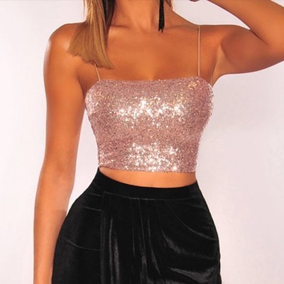 Summer sequined sexy tube crop top