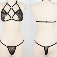 2 Pieces Black Lace lingerie Set - Thumbnail 5