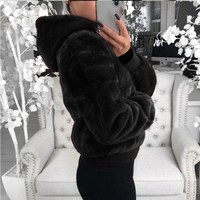 Stylish Fluffy Zip up Jacket - Thumbnail 1