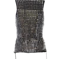 Women Vest Style Studded Black Leather Jacket, Rock Punk Biker Fashion Jacket, Emo Style Jackets - Thumbnail 1