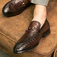 New Chocolaty Alligator Skin Moccasin Hand Stitch Shoes For Gentlemen - Thumbnail 1