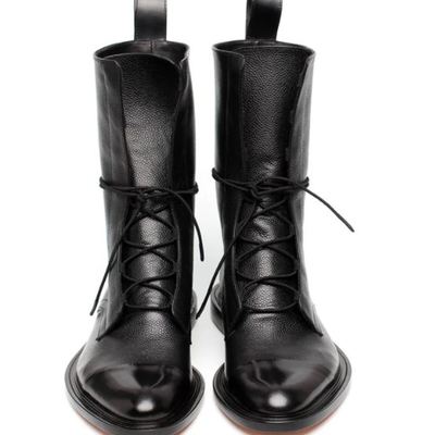 Handmade mens black leather high ankle boots, men black rider boots - Thumbnail 2