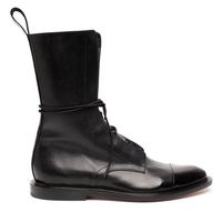 Handmade Mens Black leather High ankle boots, Men black rider boots - Thumbnail 2