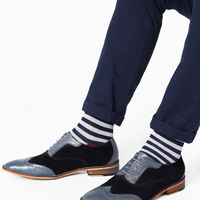 Wing Tip Black Suede Gray Genuine Leather Rounded Derby Toe Handmade Fashion Shoes - Thumbnail 4