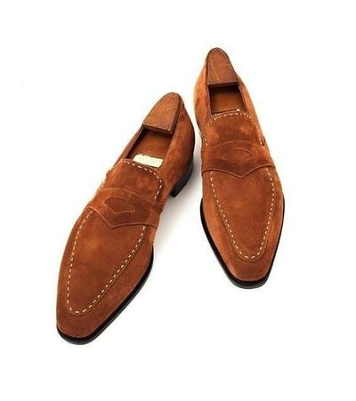 New Year Brown Loafers Suede Christmas Formal  Wear Men's Shoes