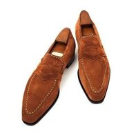 New Year Brown Loafers Suede Christmas Formal  Wear Men's Shoes - Thumbnail 1