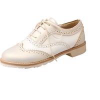 Chic Black and White Lace up Oxford Shoes - Thumbnail 5
