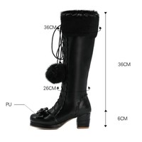 Kawaii Faux Fur Lace up Princess Boots - Thumbnail 5