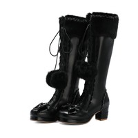 Kawaii Faux Fur Lace up Princess Boots - Thumbnail 7