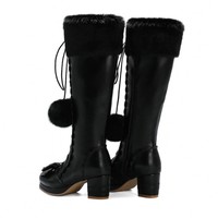 Kawaii Faux Fur Lace up Princess Boots - Thumbnail 8