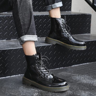 Black leather unisex ankle boots - Thumbnail 4