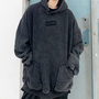 Free Shipping-DARK GREY ACID WASH HOODIE-2