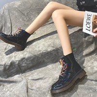 Autumn and Winter PU Leather Platform Ankle Boots - Thumbnail 1