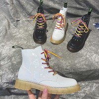 Autumn and Winter PU Leather Platform Ankle Boots - Thumbnail 7