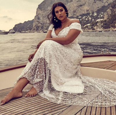 Sparkly Plus Size Wedding Dress Bridal Gown Off the Shoulder