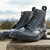 Handmade Black Brogue Derby Ankle Boots for Men, Cowboy Style Black Ankle Boots - Thumbnail 1