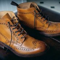 Handmade Tan Brogue Derby Ankle Boots for Men, Cowboy Style Tan Ankle Boots - Thumbnail 4
