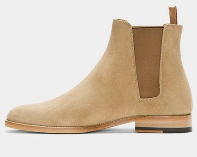 Best Decent Beige Christmas Chelsea Handmade Suede Formal Wear Adult Shoes