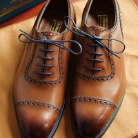 Christmas Sale New Two Tone Oxfords Cap Toe Brogue Leather Lace Up Hand Stitch Wedding Shoes - Thumbnail 1